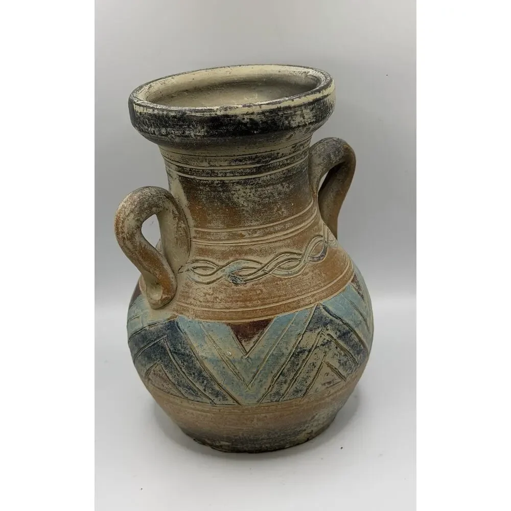 Vintage Olla Vase Hand Thrown Studio Pottery Sgraffito Southwestern